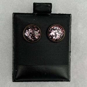 Sparkling Pink Stud Earrings